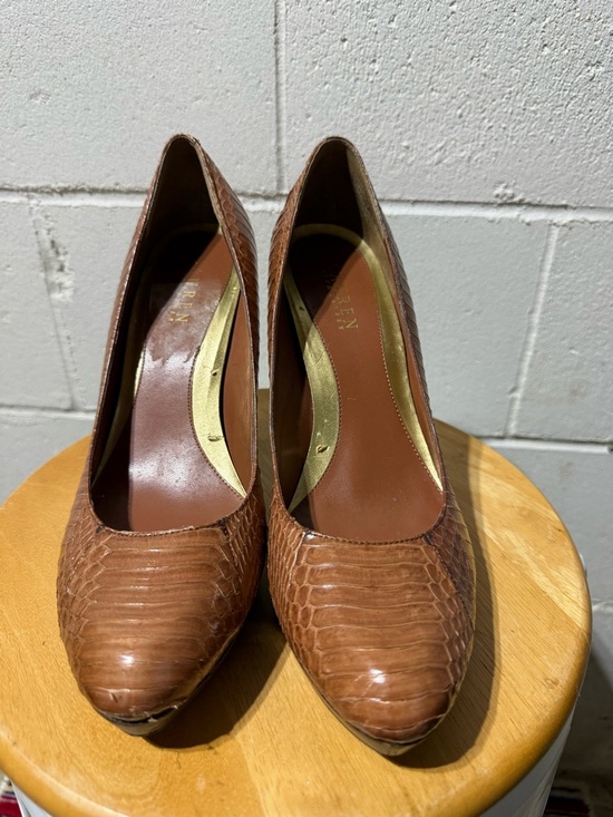 Shoes - Brown Women's Textured Leather Pumps